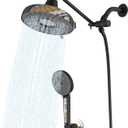 Dual Filtered Rain Shower Heads with Handheld Spray Combo, 8-Inch 3 Way High Pressure Rainfall Showerhead, 10 Inch Adjustable Extension Arm, Shower Head Filter for Hard Water - Removes Chlorine, Black