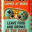 LANOLU Vintage Tin Sign - KEEP OUT Gamer at Play sign, Do Not Disturb I'm Gaming, Video Game Metal Sign, Gamer Room Decor for Men, Retro Wall Decor, 12x8", Set of 2