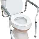 Carex Toilet Safety Rails, Adjustable and Detachable Toilet Safety Frame with Handles for Elderly, Handicap, or Disabled, Heavy-Duty Non-Slip Bathroom Grab Bar, with Padded Handles and Aluminum Frame