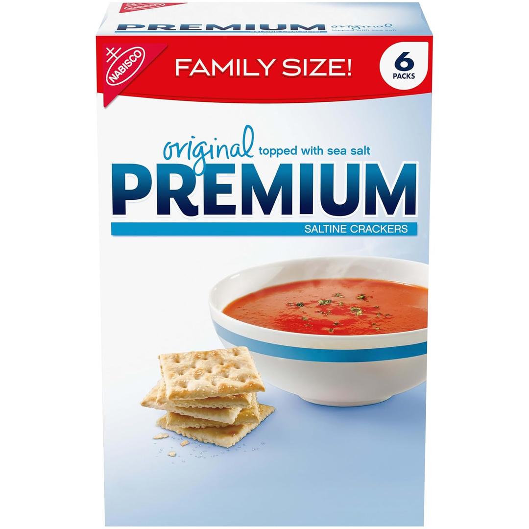 Premium Original Saltine Crackers, Lunch Snacks, Family Size, 24 oz (24 Ounce (Pack of 6)) BB: 28JUL 2026