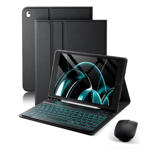 for iPad 9th / 8th / 7th Generation 10.2 inch & iPad Air 3rd Gen & iPad Pro 10.5 inch Case with 7 Color Backlit Keyboard - Built in Pencil Holder with Mouse (Black)