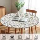 Round Tablecloth with Elastic Edge, 36-60Inch Waterproof Table Cloth for Dinner, Outdoor, Picnic, 60inch, Cherry and Blueberry