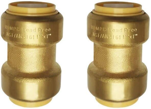 HQMPC 1" Pex fitting Straight Coupling Push Fit PEX Fittings, Push-to-Connect Copper, CPVC, No Pb Brass Plumbing Fittings (2, 1 Inch(1"))