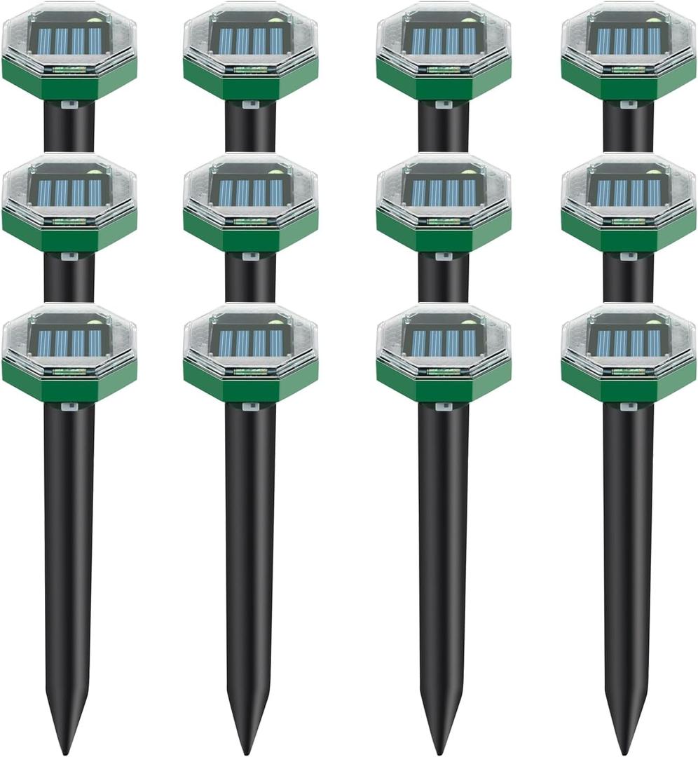 Solar Powered Mole Deterrent 12 Pack - Outdoor Garden & Lawn Protection Device, Weatherproof Design for Effective Mole Activity Reduction, Easy Installation