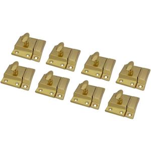 QCAA Oval Turn Cabinet Latch, for Cupboard & Other Furniture, Large, Brass Plated, 8 Pack