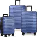 U.S. Traveler Boren Expandable Hardside Rugged Travel Luggage with 8 Spinner Wheels, Navy, 3-Piece Set