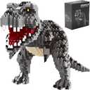 Dinosaur Tyrannosaurus Rex Model Decor Micro Mini Blocks Velociraptor Building Blocks Toy Birthday for Age 6+ Children Adults Teens 1530 Pieces