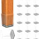 Square Chair Leg Protectors for Hardwood Floors, 16 Pcs Silicone Felt Furniture Leg Cover,1 1/4 Inch, Clear.