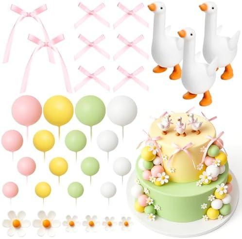 Bucherry 37 Pcs One Silly Goose Cake Topper One Silly Goose Birthday Decor 1st Birthday Toppers for Baby Shower Boys Girls First Bday Party Cake Decorations
