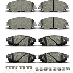Front Rear Ceramic Brake Pads With Clips Fit For Lexus Es300h/Es350/Ux250h/Toyota Rav4 2019-2023,For Lexus Ux200/Es250/Toyota Avalon 2019-2022,For Toyota Camry/C-Hr/Corolla Cross/Venza D1879 D2076