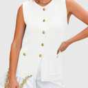 PRETTYGARDEN Women's 2026 Spring Sweater Vest Sleeveless Button Down Knit Cardigan Tank Tops Summer Business Casual Outfits (White,Medium) 