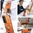JAME for Samsung Galaxy S26 Case, Ring Holder Stand Kickstand, Slide Camera Cover with Screen Protector, Dual-Layer Shockproof Protective, Magnetic Accessory Friendly Galaxy S26 Phone Case, Orange