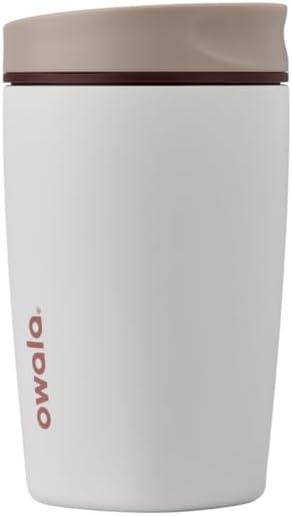 Owala SmoothSip Slider Insulated Stainless Steel Coffee Tumbler, Reusable Iced Coffee Cup, Hot Coffee Travel Mug, BPA Free 12 oz, Vanilla Bean