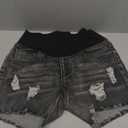 Foucome Maternity Jean Shorts Wide Elastic Band Maternity Shorts for Women Denim (Washed Black, S)