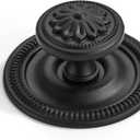 Khtumeware 10 Pack 2.5 Inch Matte Black Cabinet Knobs with Backplate,Vintage Backplate for Cabinet Knobs and Drawer knobs, Bi-Fold Door Knobs
