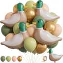 56 Pcs 28.3'' Mallard Duck Party Decorations Kit Green and Brown Foil Balloons for One Lucky Duck Hunting Birthday Party Decoration Supplies, 28.3 inches, 12 inches