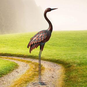 chisheen Outdoor Garden Crane Statues and Sculptures Metal Yard Art Statue for Garden Decoration Large Size (L-1PC)