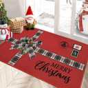 RUGSREAL Christmas Door Mat Indoor Entrance 17x29 Kitchen Mats for Floor Non Slip Christmas Doormat Bathroom Rug Stain Resistant Carpet for Bedside Entryway Laundry 17''x29'' Christmas Postcard