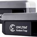 OWLTRA 2 Pack OW-7 in-/Outdoor Electric Rodent Trap, Instant Eliminate Rodent Zapper with Waterproof Cover, Sound & Light Alarm, and Batteries or USB Power Source, Waterproof Grade IPX4, Black