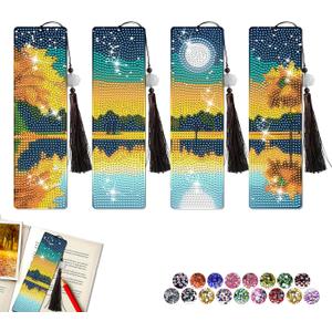 4 PCS Diamond Art Bookmarks for Adult Reader and Crafts Lovers