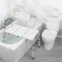 TABEKE Tub Transfer Bench for Bathtub, Tool Free Assembly Shower Chair with Backrest & Armrest, Height Adjustable Shower Bench, Shower Seat for Elderly and Disabled