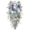 Christmas Garland for Front Door, 6 Foot Artificial Unlit Winter Garland with Pine Cones, Berry Clusters, Bronze Ball Ornaments and Ribbons for Thanksgiving Holiday Christmas Decoration