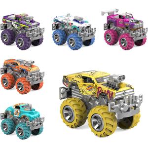 CheerfulToys Monster Truck Toys 6 Pack DIY Graffiti Metal Pull Back Car with Giant Wheels Party Favor Car Kids Toy for Boys Girls Ages 3 and Up