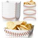 Cunhill 60 Pack Baseball Party Supplies Set Baseball Birthday Decorations Disposable Paper Food Serving Tray Boats Tray for Concession Food, Condiment, Carnivals, Large