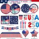 3 x 154pcs 4th of July Party Supplies Set for 24 Guests, Patriotic Decorations and Tableware with Paper Plates, Napkins, Cups, Cutlery, Tablecloth, USA Banner, Balloons for Independence Day Memorial Day