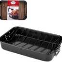Alpine Cuisine Turkey Roaster Pan with Rack 16-Inch - Nonstick Coating Carbon Steel Pan - Black & Heavy Duty Roasting Pan - Easy to Clean, Multipurpose Use - Durable & Dishwasher Safe