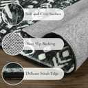 Lahome Machine Washable Non-Slip Rug 6x9 - Ultra-Thin Stain Resistant Boho Moroccan Black Area Rugs Soft Low-Pile Distressed Geometric Tribal Print Carpet for Living Room Bedroom Dining Room