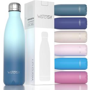 WATERSY Stainless Steel water bottles,17oz/500ml Insulated Water Bottles,Ocean Blue metal water bottle Keeps Drink Cold and Hot,BPA Free kids water bottles for School,Gym,Travel,Sports