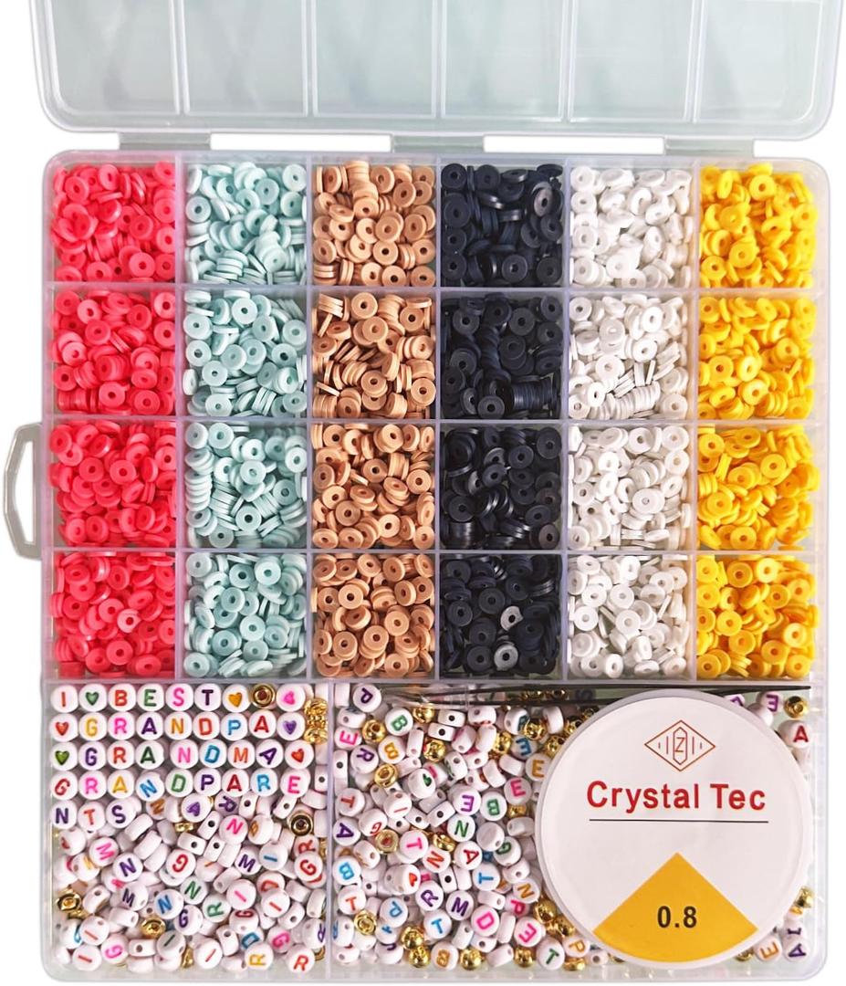 Clay Beads Bracelets DIY Craft Kit - Birthday Beads Jewelry Making Set - I Love Grandparents DIY Craft Gift Supplies Party Favors Decorations