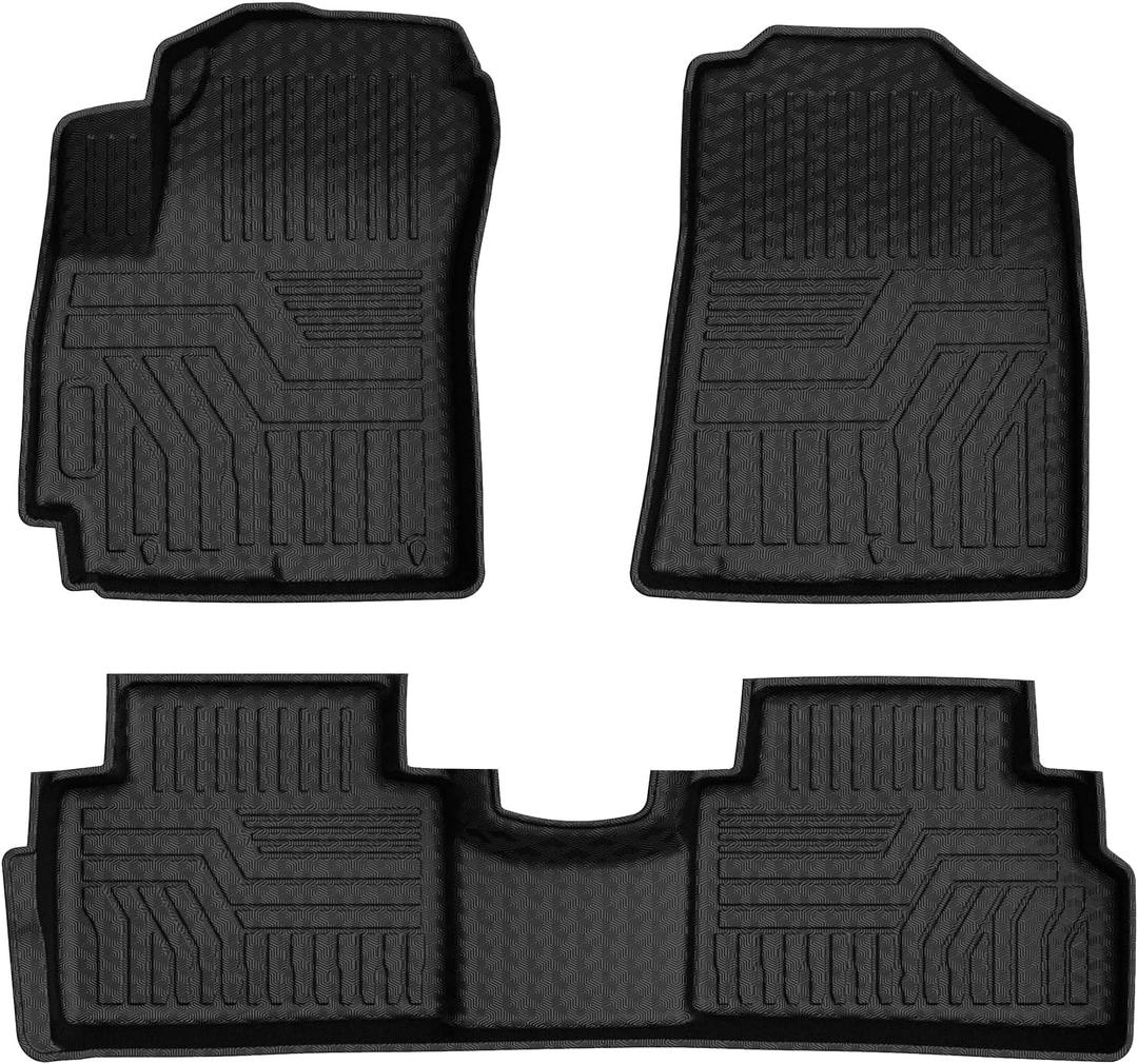 Mixsuper Floor Mats for Kia Soul 2020-2025 2026, Custom Fit TPE All-Weather Floor Liners, Waterproof Anti-Slip Heavy Duty Mats, 1st and 2nd Row Accessories Set Black