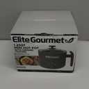 Elite Gourmet NOODLE EXPRESS Electric Hot Pot, Prepare Noodles, Soups, Stews, Cool-touch Handle, Ceralast™ PFAS-Free Ceramic Non-stick, Tempered Glass Lid, 2 Heat Settings-High/Low, Grey
