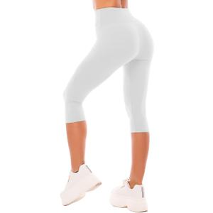 SINOPHANT High Waisted Leggings for Women - Full Length Capri Buttery Soft Yoga Pants for Workout Athletic (Large-X-Large, White)