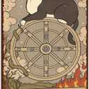 2 x Vintage Cat Tin Sign Retro Tarot Card Metal Sign Poster Wall Art Decor Bathroom Dorm Room Home Decor - Wheel Fortune
