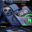 Magnetic for iPhone 15 Pro Max Case [Compatible with MagSafe] with 2X Screen Protector, Military-Grade Slim Shockproof Phone Cover Translucent Matte Anti-Fingerprint for iPhone 15 ProMax, Blue