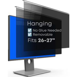 2-Pack 27 Inch Hanging Privacy Screen Protector for Monitor (Fits 26-27 Inch Frameless), 30+ Full Privacy & 95% Light Blocking, Instant Setup, 87% Blue Light & 97% UV Block, Office Data Security & Eye Protection