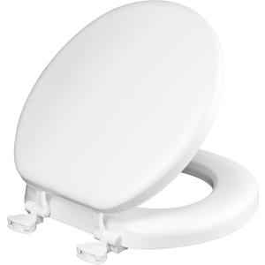 Mayfair Padded Toilet Seat, Cushioned Soft Vinyl over Wood Core Seat, Secure Hinges, Easy Clean, Made in USA, Round, White