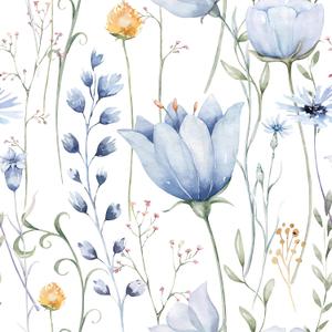 HeloHo Blue Floral Leaf Wallpaper Peel and Stick Self Adhesive Removable Wall Paper Waterproof Contact Paper for Furniture Living Room Bedroom Decor 16.1" X 118"