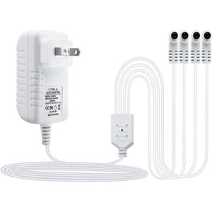 AC/DC 4.5V Power Adapter Compatible with Lemax Lighted Accessory 94563 94564 74707 74295 84428 94565 94566 94527 44241 64517 Christmas Micro Lighting Building Decoration, White, 4 Plugs