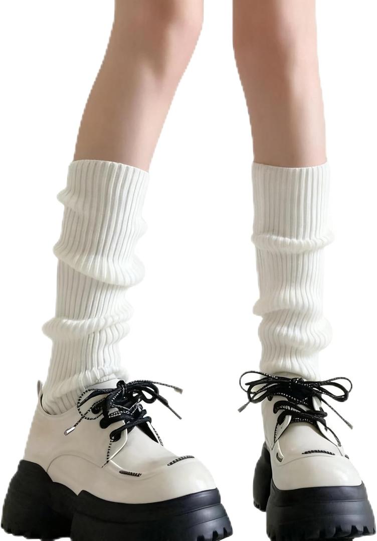 Leg Warmers for Women, Knit Boot Socks with Ruffle, Soft Acrylic Accessories for Cosplay, Dance, Winter Fashion