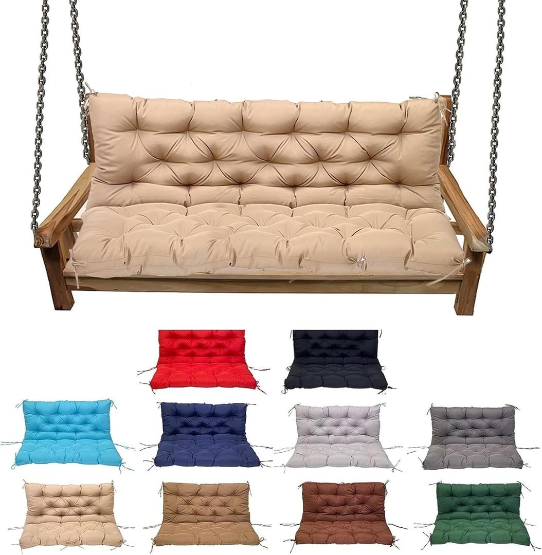 Swing Cushion Replacement Outdoor Porch Waterproof Bench Cushion 2-3 Seater Washable Bench Replacement Cushions for Outdoor Patio Porch Swing Cushions, 60x40in