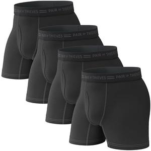 Pair of Thieves Soft Cotton Boxer Briefs for Men Pack (4 Pack) - Tagless Mens Underwear for All-Day Comfort and Support, Large