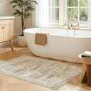 Soalmost 2x3 Washable Rugs for Kitchen, Floor, Entryway, Powder Room Small Area Rug Non-Slip Vintage Low Pile Throw Door Mat Brown