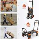 330LB Folding Hand Truck Heavy Duty Carrying, Combination of Four Wheels and Two Wheels Convertible Dolly Cart with Retractable Handle Dolly for Moving Office Carts(Orange)
