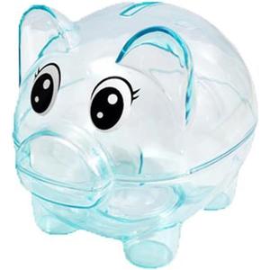 Piggy Bank, Plastic Money Bank, Transparent Money Jar, Coin Bank for Girls and Boys, Gifts for Birthday, Easter, Christmas, Baby Shower (Blue)