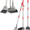 FUSBUNTY Pooper Scooper, Long Handle Dog Pooper Scooper, Heavy Duty Stainless Steel Rake with Tray & Spade Set for Pet Waste Removal, for Grass, Dirt or Gravel