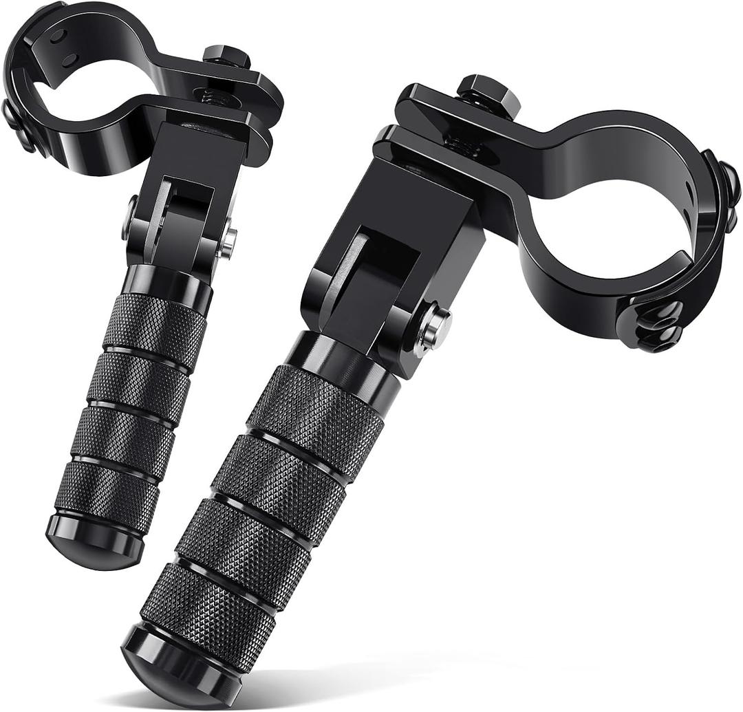 Benlari M8 Motorcycle Pegs CNC Foldable Footpegs Non-slip Footrest 1-1/4in 32mm Fit for Mini Bike Dirt Pit Bike Electric Car Motorbike Suzuki Kawasaki Honda Yamaha Aprilia Black